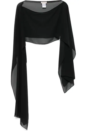 BLANCA Semi-sheer cape blouse