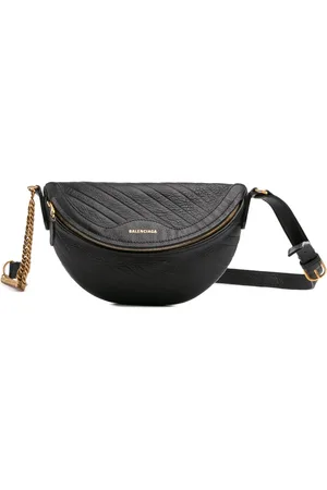 Balenciaga 2019 XXS Shiny Goatskin Allover Logo Embossed Souvenir belt bag