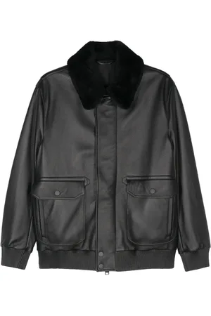BRIONI Leather bomber jacket