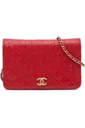 CHANEL 2018 CC Mixed Quilt Caviar Wallet On Chain crossbody bag