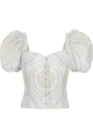 CHARO RUIZ IBIZA Embroidered puff-sleeve top