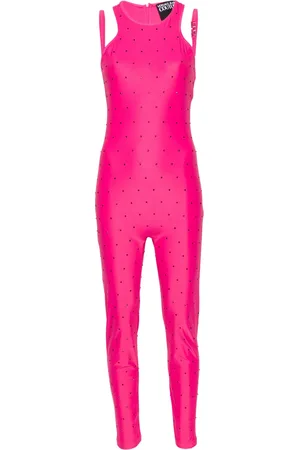 VERSACE Crystal-embellished halterneck jumpsuit