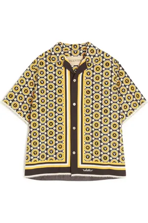 VALENTINO GARAVANI COTTON POPLIN BOWLING SHIRT WITH BULLES ROYALES PRINT
