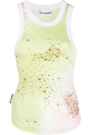 Des Phemmes Crystal-embellished ribbed tank top