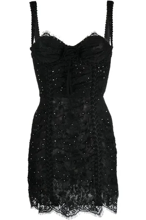 Alessandra Rich Lace-detail sweetheart-neck minidress