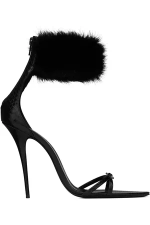 Saint Laurent Gippy 110mm fur-trim sandals