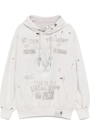 Maison Mihara Yasuhiro Bleached cat-print hoodie