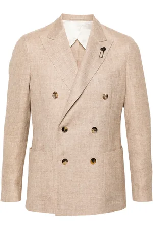 LARDINI Double-breasted mélange-effect blazer