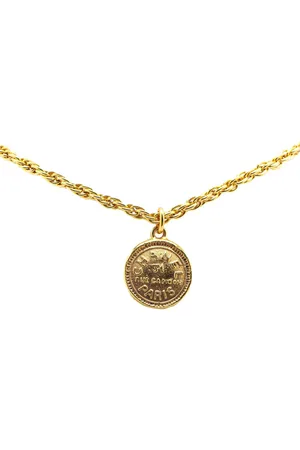 CHANEL 1970-1980 Plated 31 Rue Cambon Pendant Necklace costume necklace