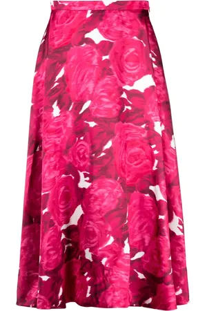 VALENTINO GARAVANI Blurred rose-print skirt