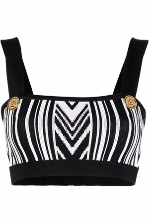 Balmain Striped cropped tank top