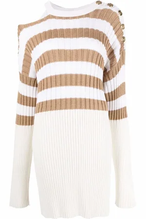 Balmain Striped-knit sweater dress