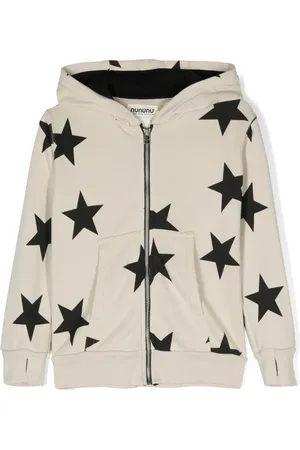 Nununu Star-print zipped cotton hoodie