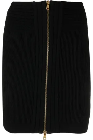 Balmain Ribbed-knit zipped skirt