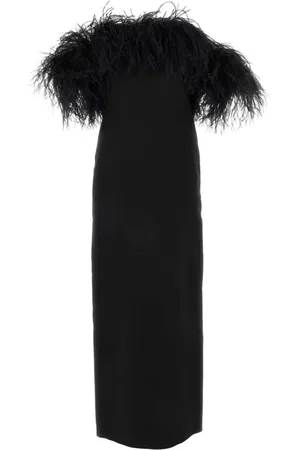 VALENTINO GARAVANI Feather-trimmed midi dress