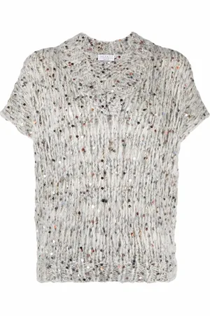 Brunello Cucinelli Sequin-embellished short sleeve jumper