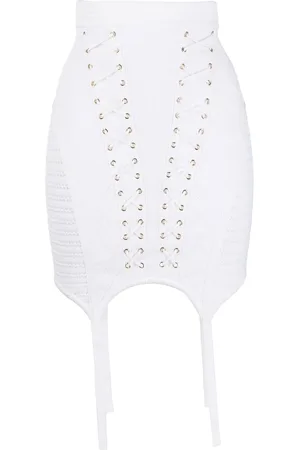 Balmain Lace-up detailed knit skirt