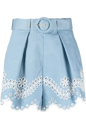 ZIMMERMANN Junie embroidered linen shorts