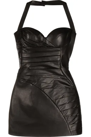 Balmain Gathered-detail halterneck dress