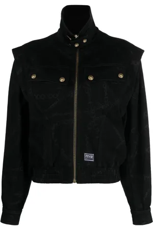 VERSACE Chain Couture-print denim jacket