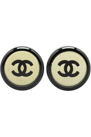CHANEL 2001 Enamel CC Round Clip On Earrings costume earrings