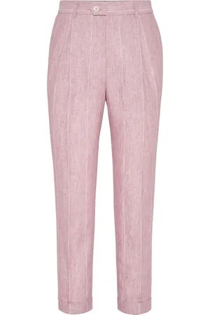 Brunello Cucinelli Pinstripe tapered linen chinos