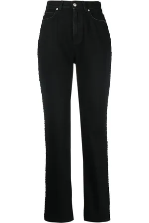 デニム・ジーパン ALEXANDER MCQUEEN Women Denim Pants 802098QMACX1307 Black Alexander McQueen Wide Leg Jeans | Black | FARFETCH