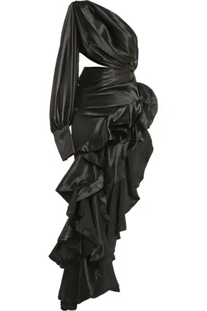 Bronx and Banco One-shoulder ruffled asymmetric dress