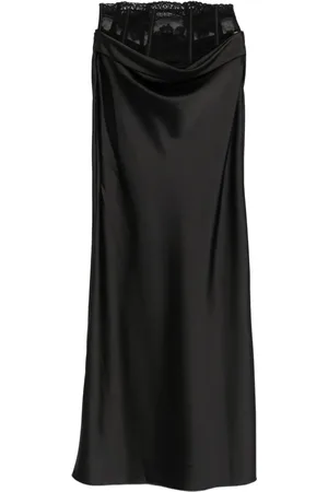 Seen Users Lace-insert satin skirt