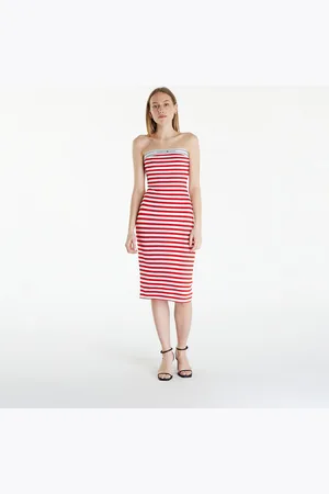 Tommy Hilfiger Tommy Jeans Logo Tape Stripe Knee Lenght Tube Dress L