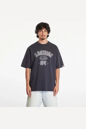 A Bathing Ape T-shirt Garment Dye Rhinestone Logo Relaxed Fit Short Sleeve Tee L