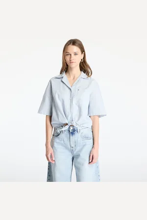 Tommy Hilfiger Koszula Tommy Jeans Crop Linen Shortsleeve Shirt L