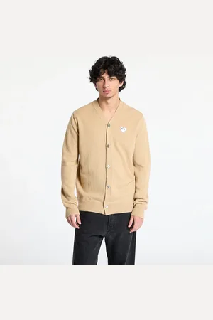 Comme des Garçons Sweter White Emblem V-Neck Cardigan Knit UNISEX L