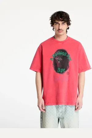 A Bathing Ape T-shirt Garment Dye Rhinestone Ape Head Relaxed Fit Tee UNISEX L