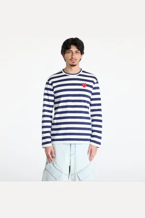 Comme des Garçons T-shirt Stripe Emblem x Rhinestone Long Sleeve Tee UNISEX / L