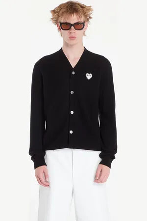 Comme des Garçons Sweter V-Neck Emblem Knit Cardigan UNISEX L