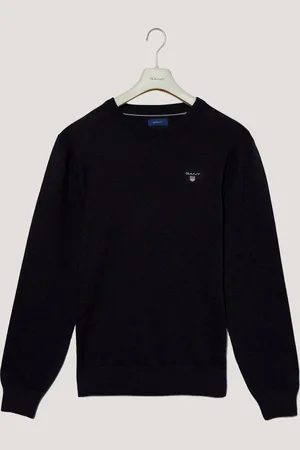 GANT Męski Sweter z Wełny I Bawełny z Okrągłym Dekoltem
