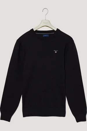 GANT Męski Sweter z Wełny I Bawełny z Okrągłym Dekoltem