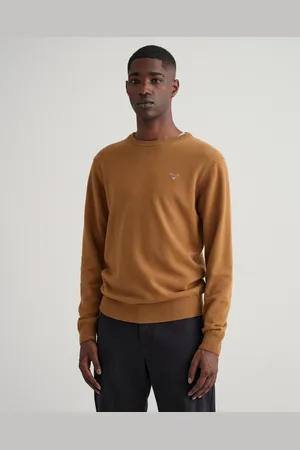 GANT Męski Lekki Sweter z Wełny Jagnięcej z Okrągłym Dekoltem