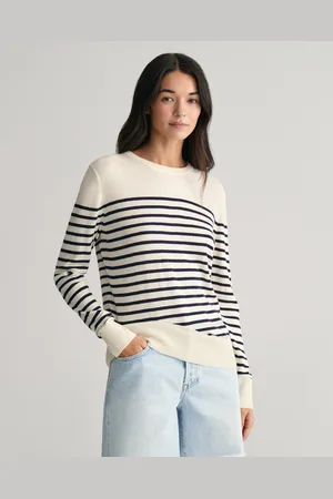 GANT Sweter z Cienkiej Dzianiny W Paski z Okrągłym Dekoltem