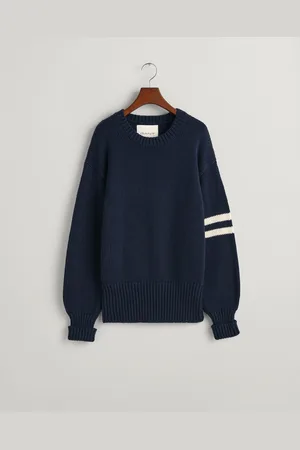 GANT Sweter W Grube Paski z Okrągłym Dekoltem