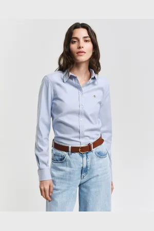 GANT Damska niebieska koszula oxford slim fit stretch