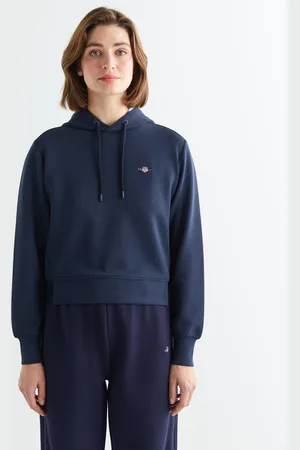 GANT Damska granatowa bluza z taśmą na dolnym obszyciu