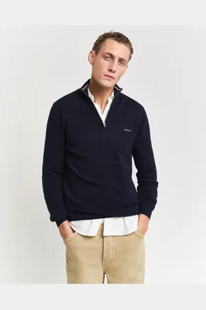 GANT Sweter z Bawełny Typu Pika Rozpinany Do Połowy