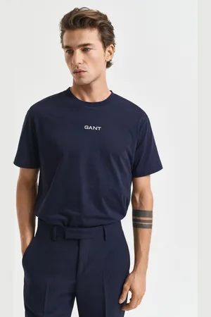 GANT Męski niebieski t-shirt z małą grafiką
