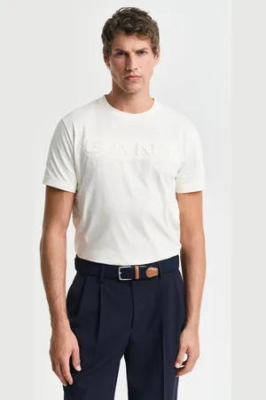 GANT Męski bawełniany t-shirt z tłoczeniem