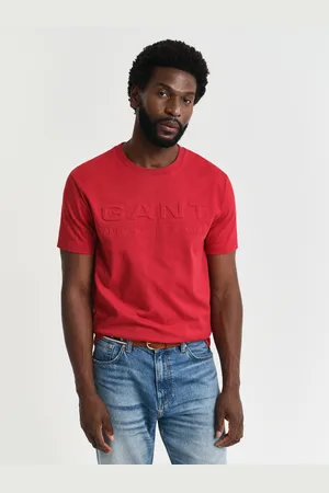 GANT Męski bawełniany t-shirt z tłoczeniem