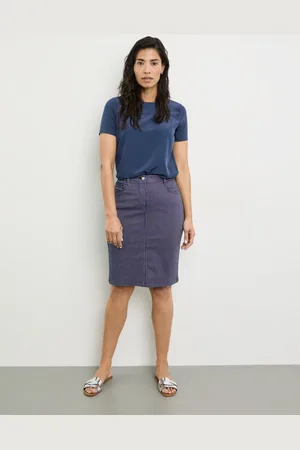 Gerry Weber Damski Spódnica w paski z rozcięciem, W paski