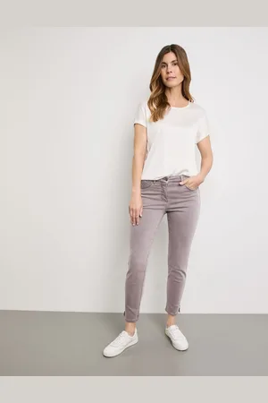 Gerry Weber Damski Skrócone dżinsy SOL꞉INE BEST4ME z 5 kieszeniami, Brązowy Jednokolorowy