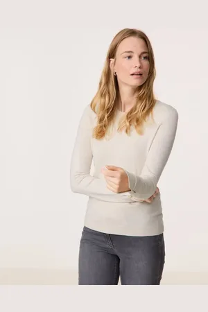 Gerry Weber Damski Sweter z długim rękawem ze zrównoważonej cienkiej dzianiny 60cm długie Okrągły, Jednokolorowy